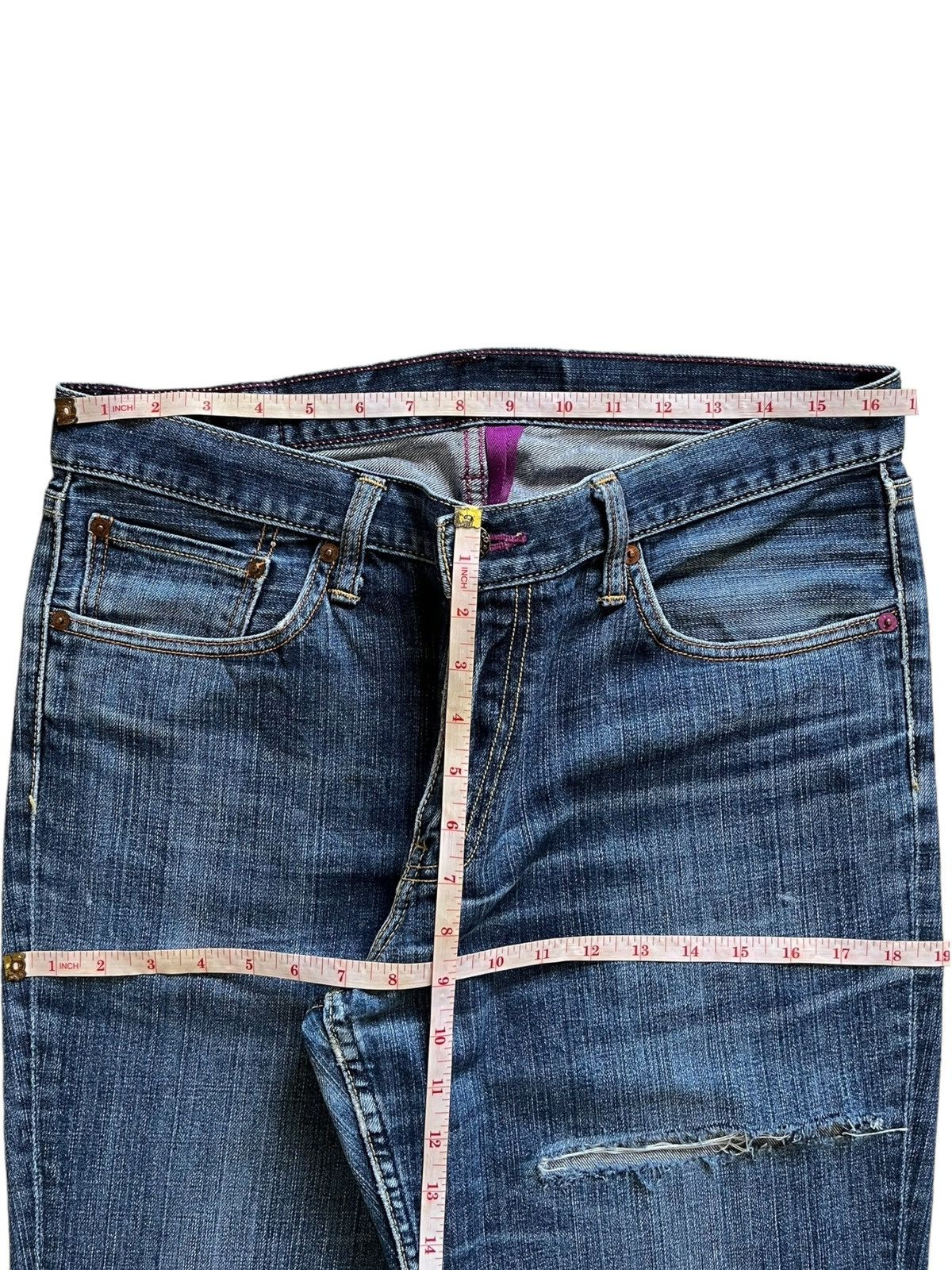 Levi's Vintage 90s Levis 507 Bootcut Blue Wash Distressed Jeans Size US 33 - 11 Thumbnail