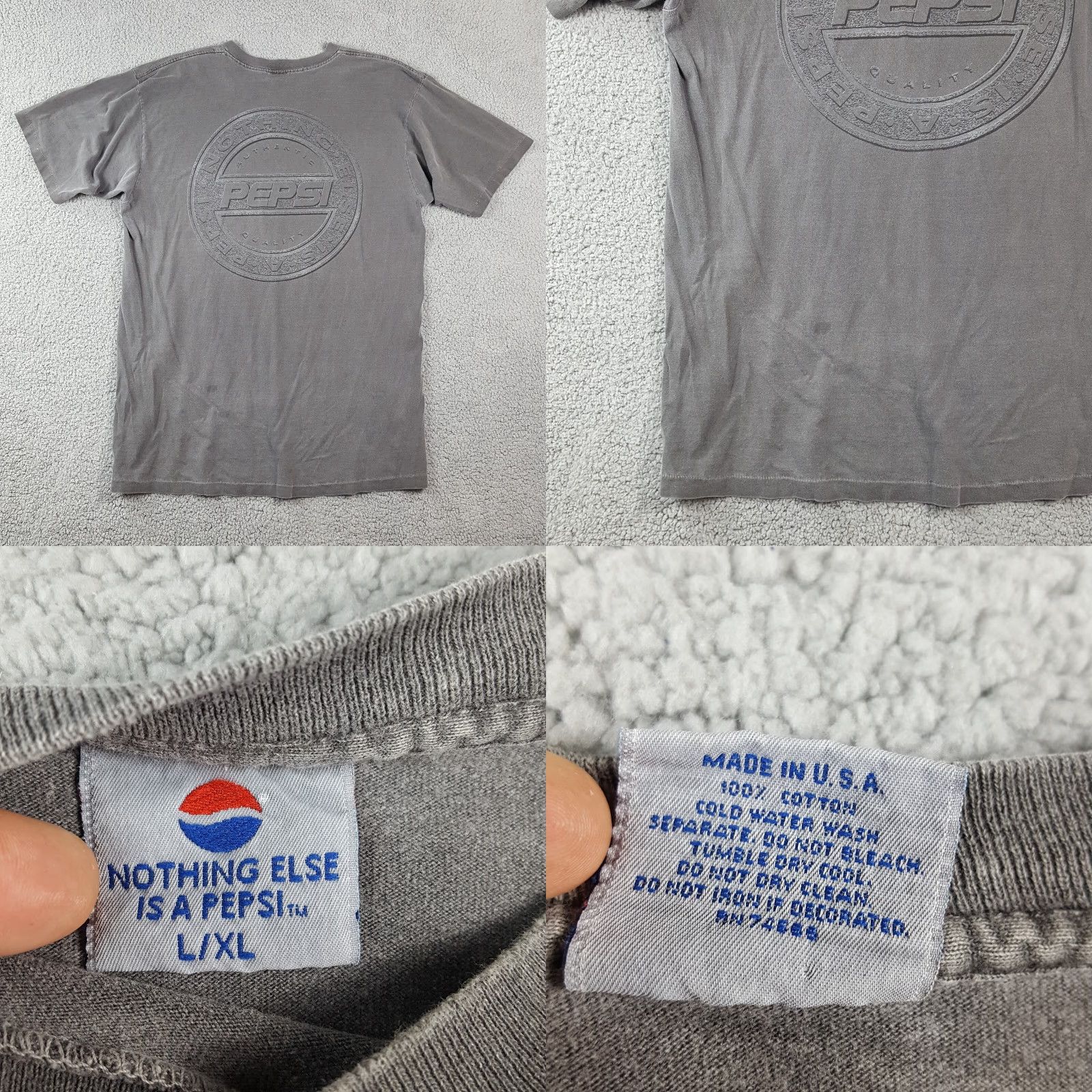 Etro VINTAGE Pepsi T-Shirt Men XL Gray 90s Retro Distressed Logo Soda Pop Grunge Y2K Size US XL / EU 56 / 4 - 8 Thumbnail