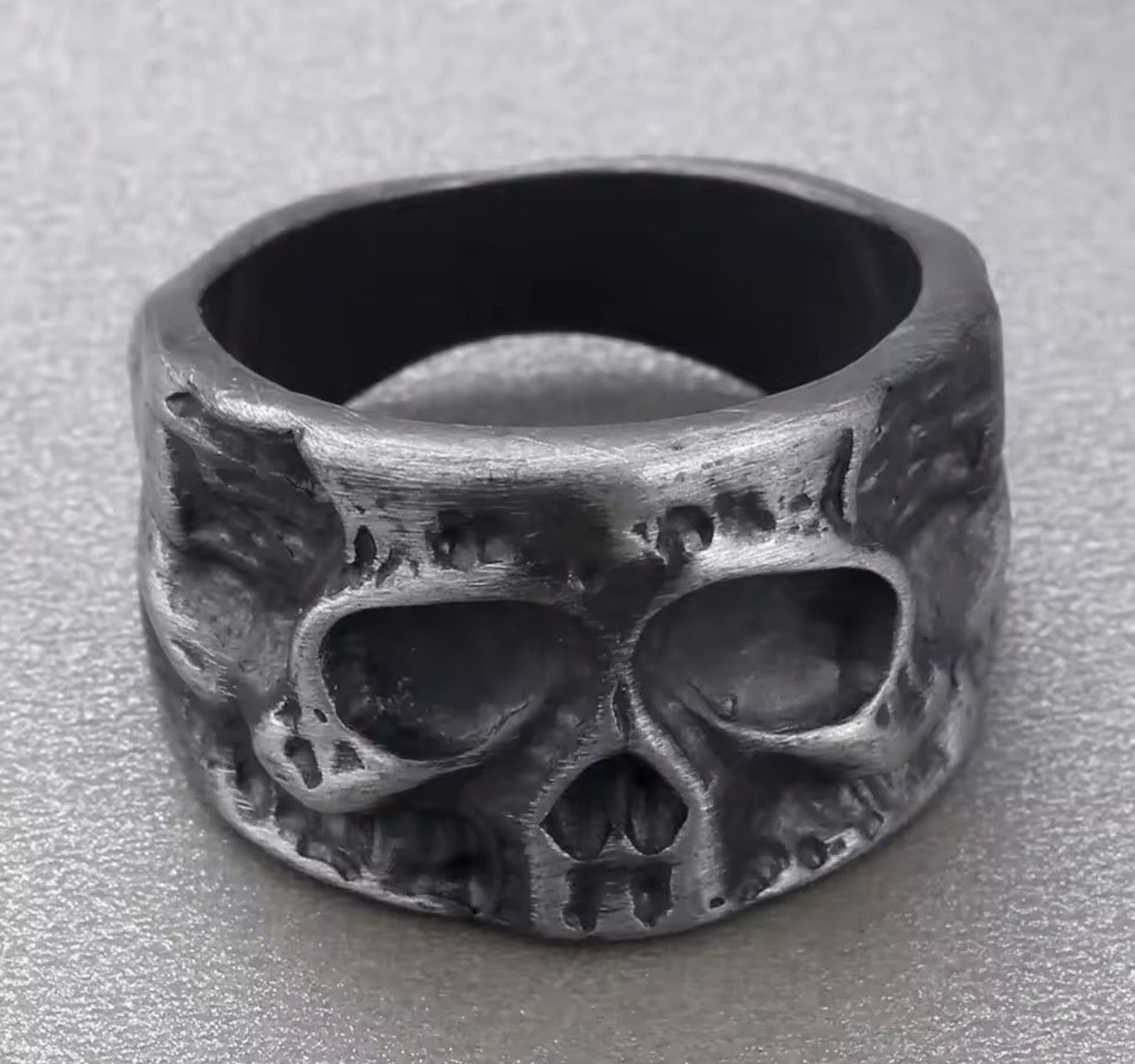Vintage Retro Half Face Skull Ring Size ONE SIZE - 3 Thumbnail