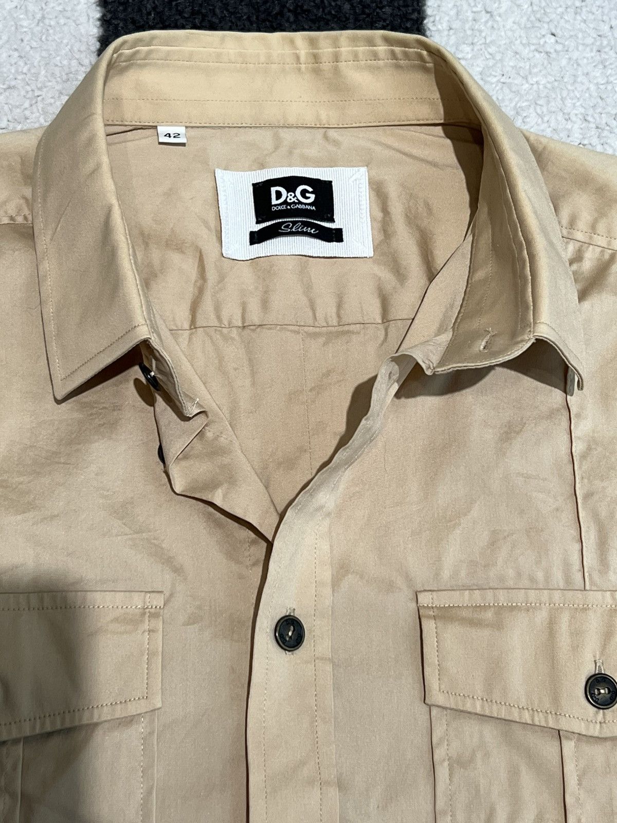 Dolce & Gabbana D&G Utility Dolce & Gabanna Beige Slim Shirt Size US L / EU 52-54 / 3 - 4 Thumbnail