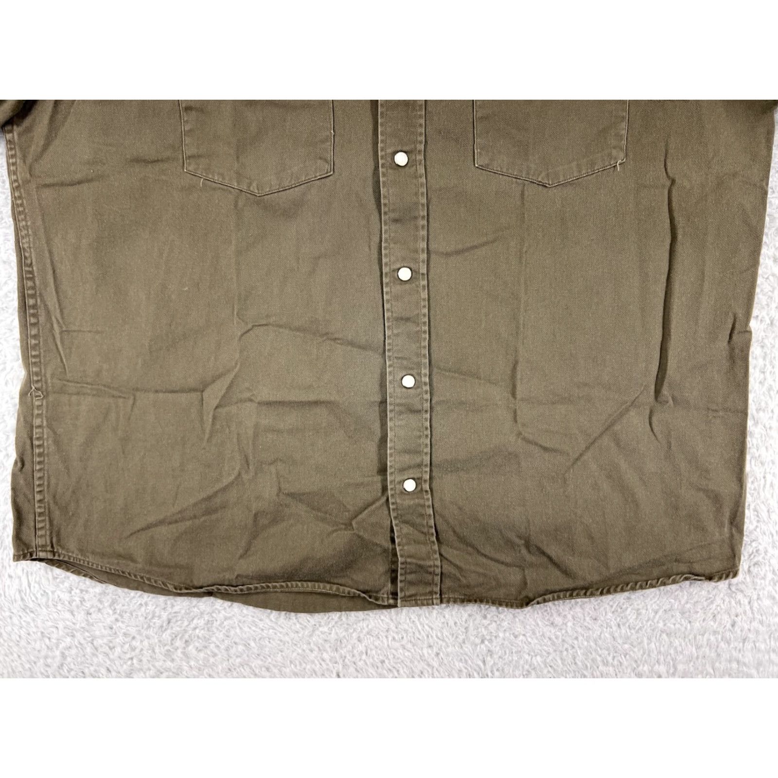 Vintage Gibson Shirt Mens Button-Up Twill Green 100% Cotton Casual, Workwear, Travel Short Sleeve Pockets Button-Down XL Size US XL / EU 56 / 4 - 5 Thumbnail