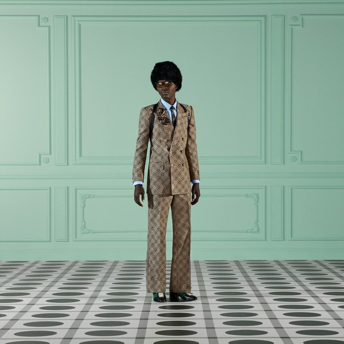 Gucci o1s1wg110125 Maxi Horsebit Cotton Jacket in Beige/Brown Size US M / EU 48-50 / 2 - 2 Thumbnail