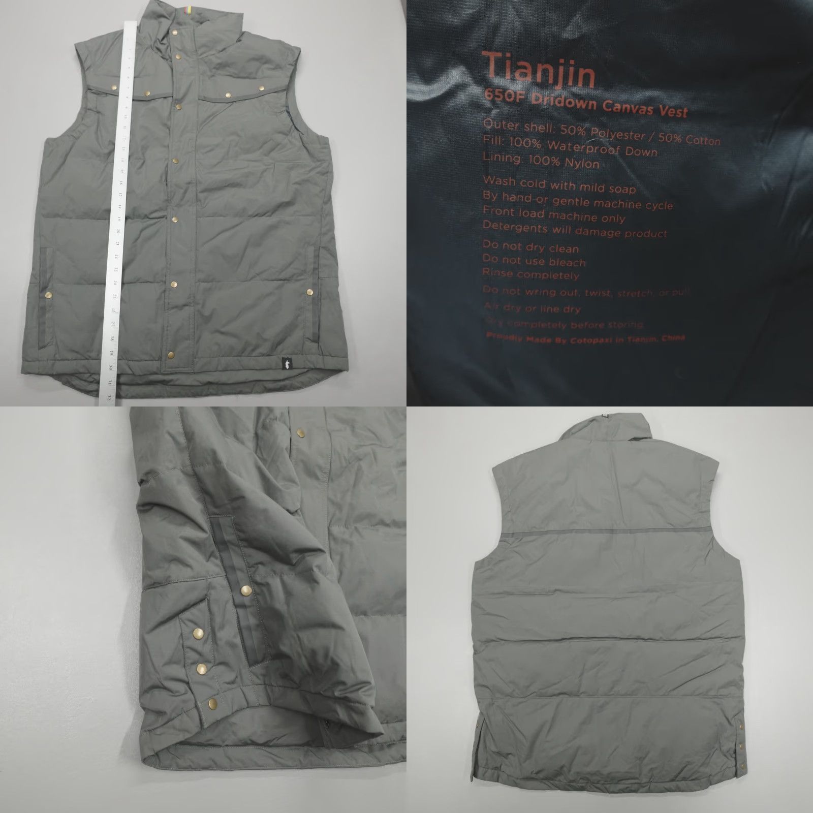 Cotopaxi Cotopaxi Vest Men XL Canvas Waterproof Dridown 650F Tianjin Grey Spring Winter Fall Hiking Puffer Jacket Stand-Up Collar Zipped Pockets Logo Size US XL / EU 56 / 4 - 8 Thumbnail