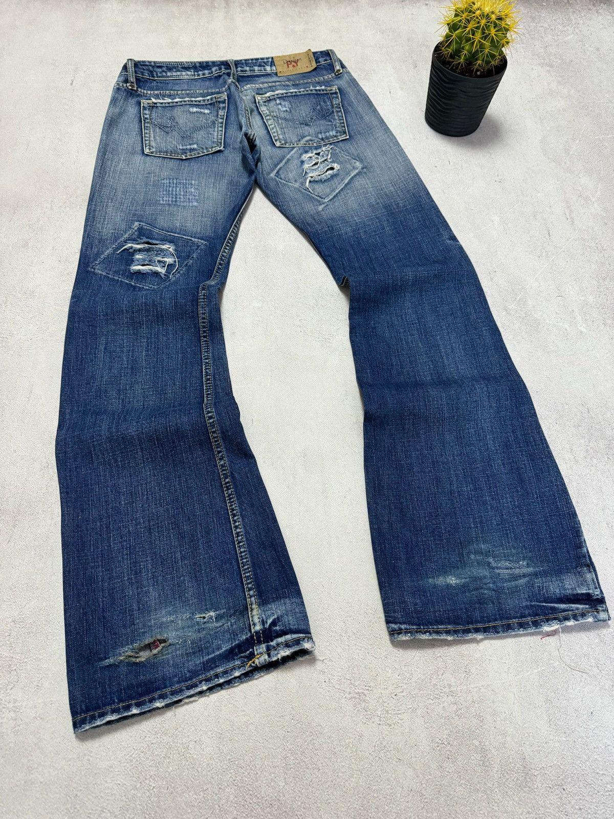 If Six Was Nine Vintage Japanese Jeans Distressed Dirty Wash Denim Y2K 90s Size US 32 / EU 48 - 8 Thumbnail