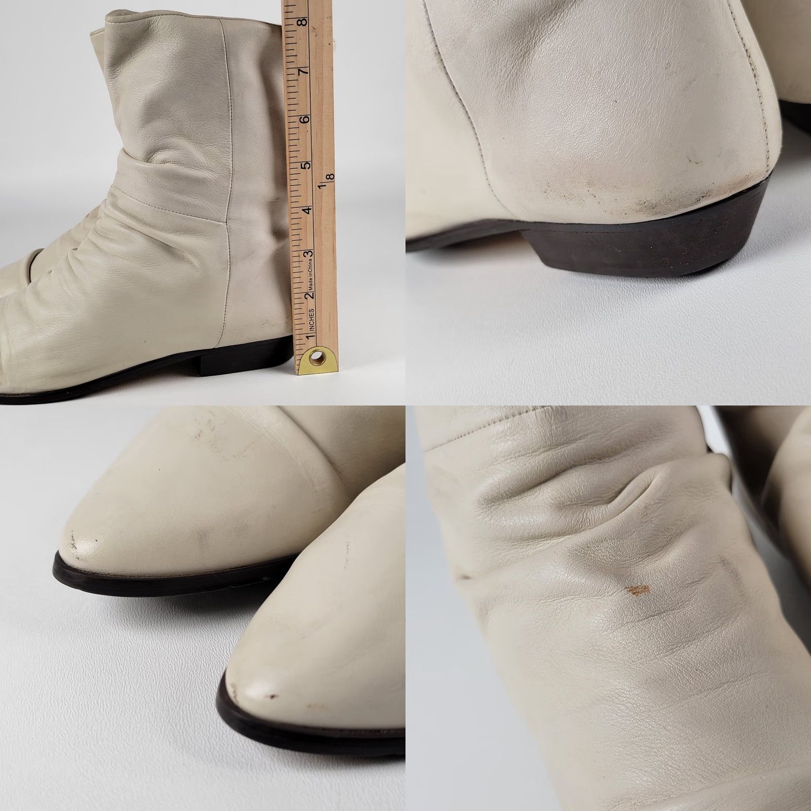 Naturalizer VINTAGE Naturalizer Boots Women's Leather Ankle Boots 8M Beige Almond Toe Block Heel Mid 2-2.9 in Fall Winter Spring Nature 1980s Women Boots Size US 6 / IT 36 - 9 Thumbnail