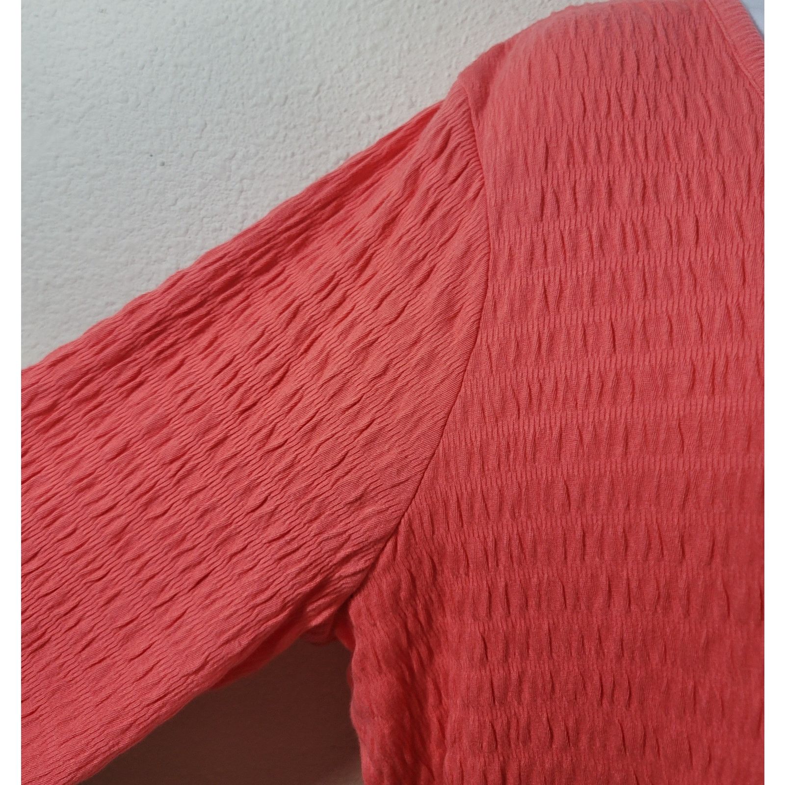 Other Draper's & Damon's Coral Orange Pink Puckered Material Top L Size L / US 10 / IT 46 - 2 Thumbnail