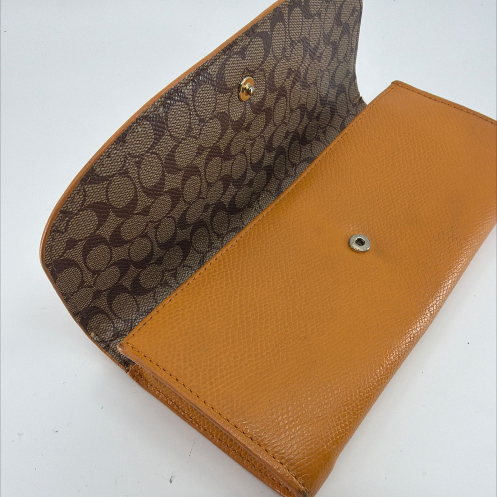 Coach Coach Tan Pebbled Leather Signature Canvas Flap Wallet Size ONE SIZE - 8 Thumbnail