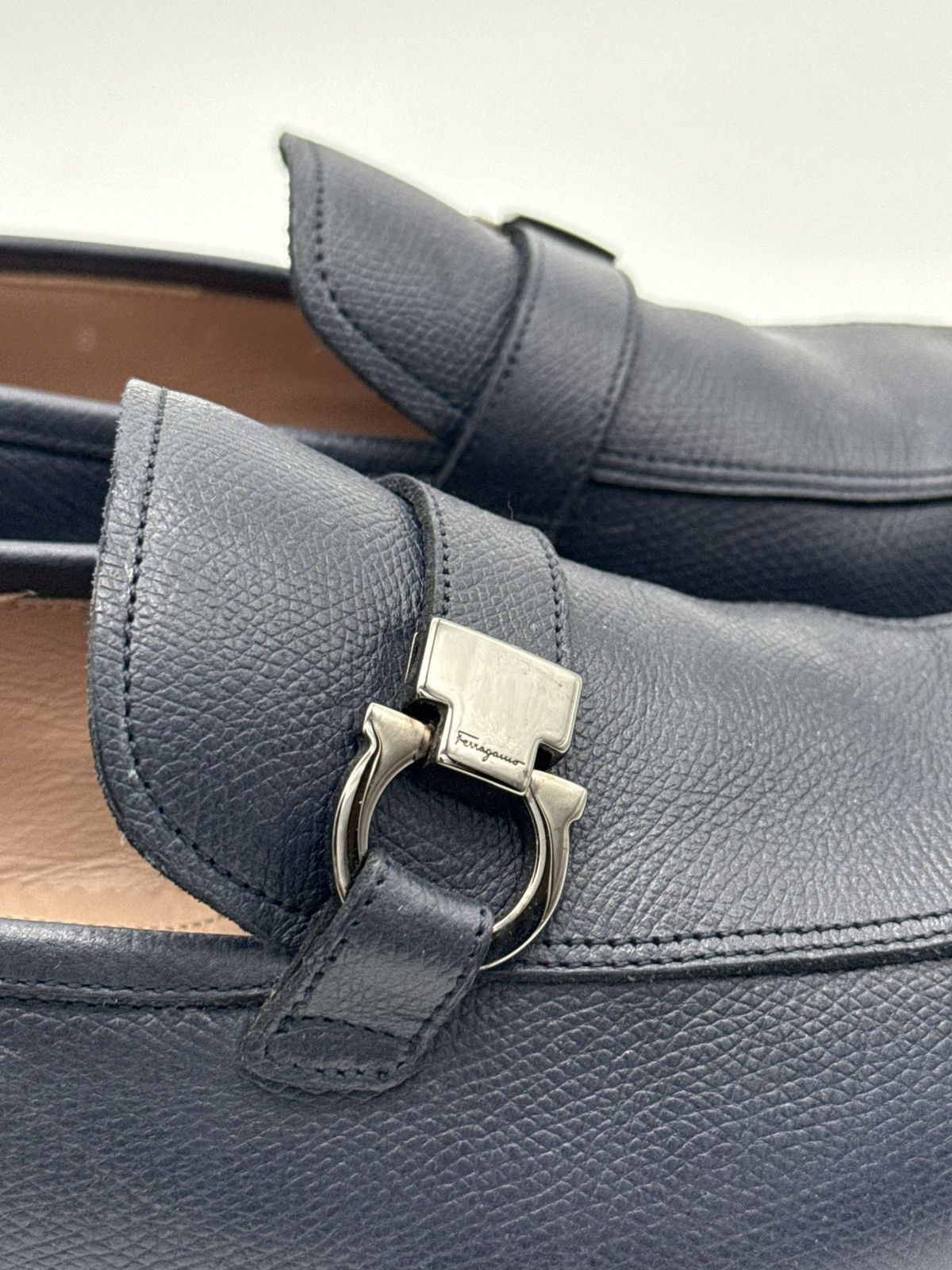 Salvatore Ferragamo Ferragamo Men’s Navy Blue Moccasin with Gancini Size 8 US Size US 8 / EU 41 - 5 Thumbnail
