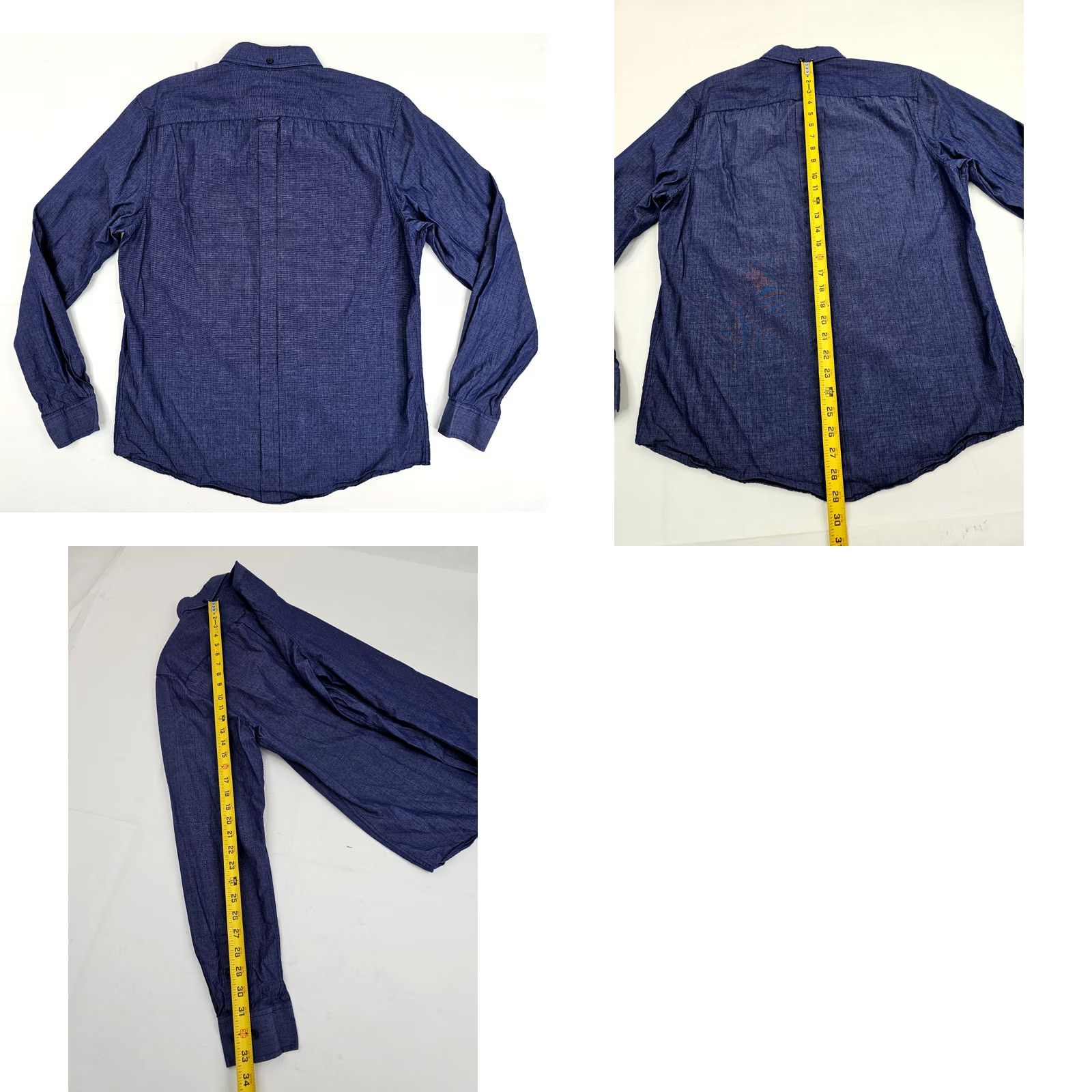 Ben Sherman Ben Sherman Button-Up Blue Textured Geometric Long Sleeve Shirt Men L EUC Size US L / EU 52-54 / 3 - 8 Thumbnail