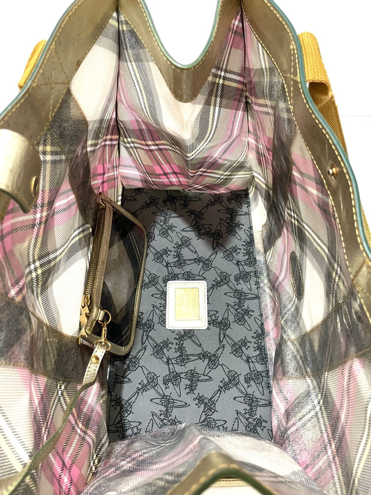 Vivienne Westwood Tartan PVC Tote with Matching Pouch – Gold Trim Size ONE SIZE - 15 Thumbnail