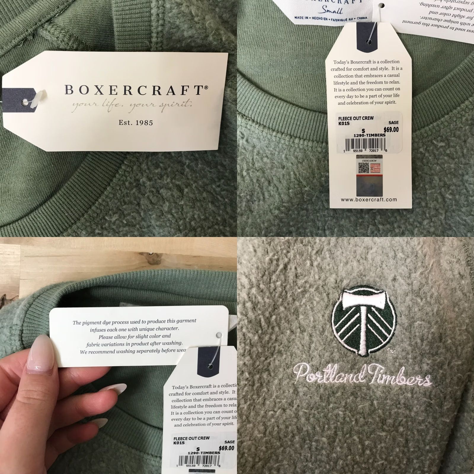 Vintage BOXERCRAFT Green Long Sleeve Sweatshirt Pullover Women's Small Fleece Portland Timers Size S / US 4 / IT 40 - 8 Thumbnail