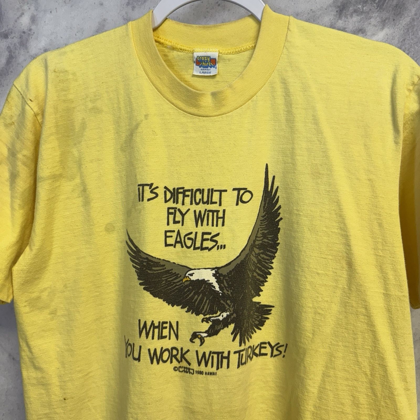 Vintage Vintage 80s Crazy Shirts T Shirt Mens Large Yellow Eagle Tur Size US L / EU 52-54 / 3 - 1 Thumbnail