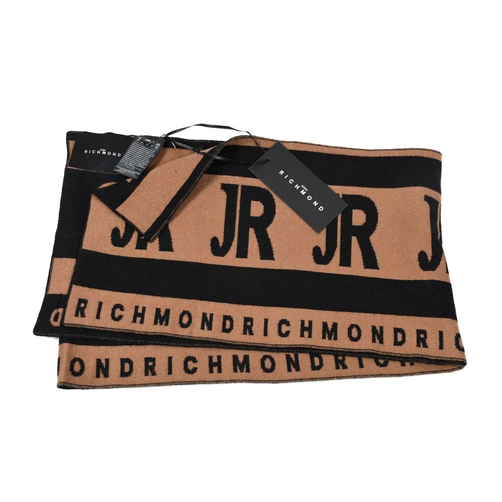 John Richmond John Richmond Logo Knit Scarf Brown Men's 100% Genuine New 170 cm x 25 cm Knit Scarf Size ONE SIZE - 2 Thumbnail