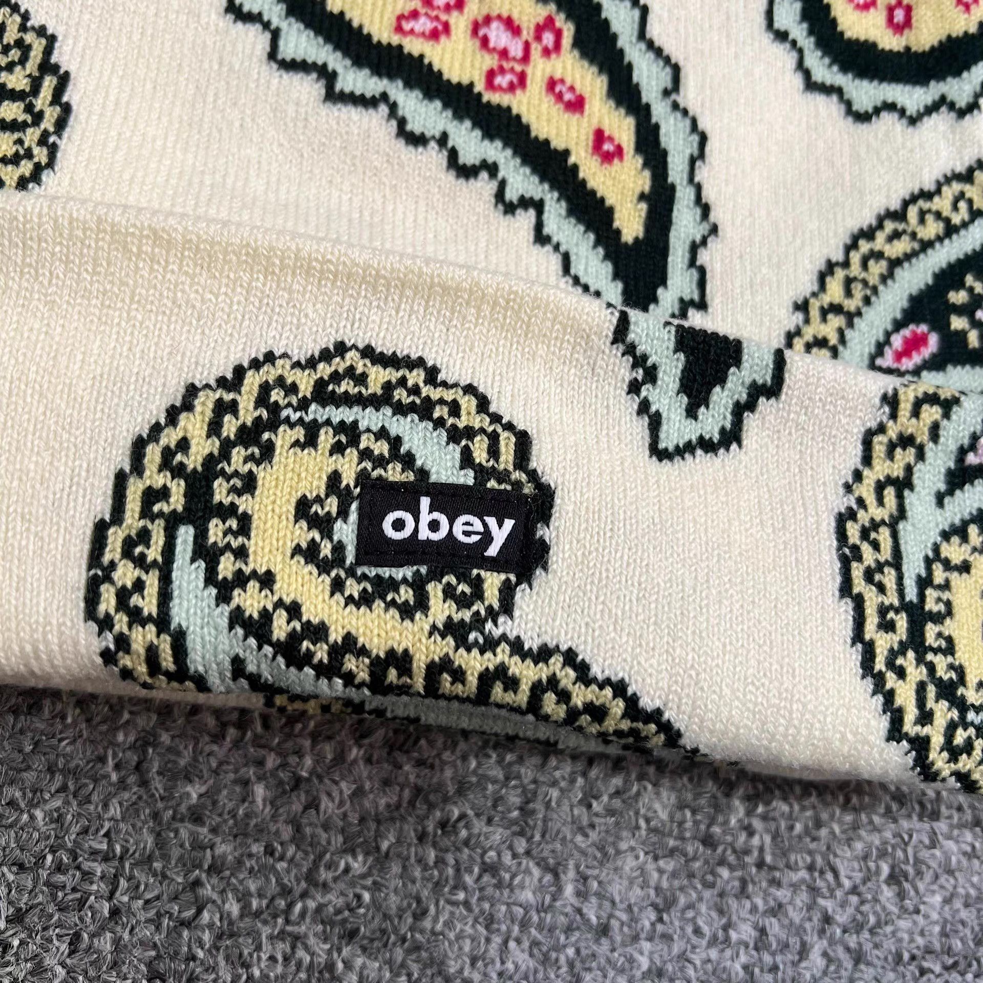 Obey OBEY Paisley Knit Beanie Q7 Size ONE SIZE - 7 Thumbnail