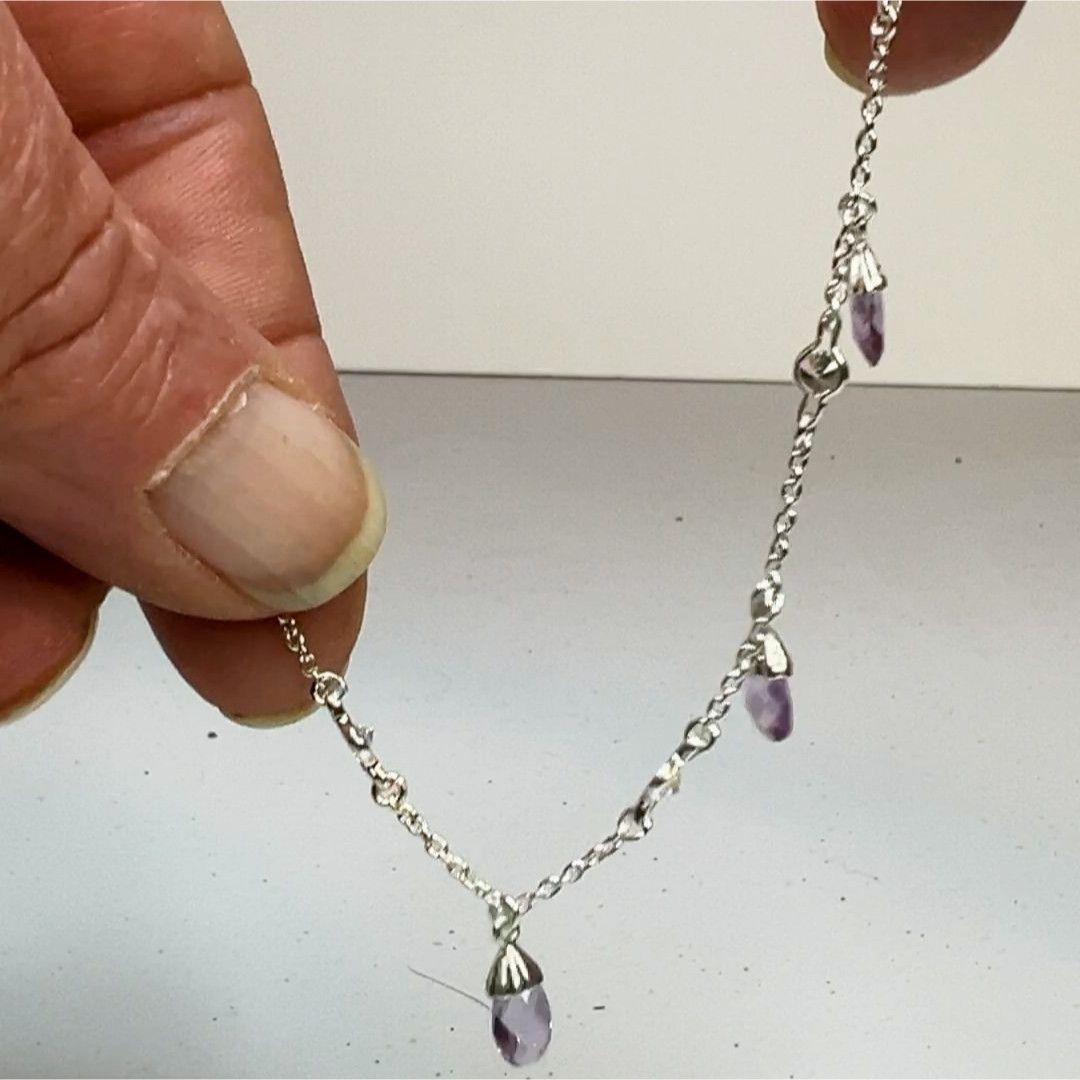 Designer Women's Small Charm Bracelet with Purple and Cubic Zirconia Size ONE SIZE - 6 Thumbnail