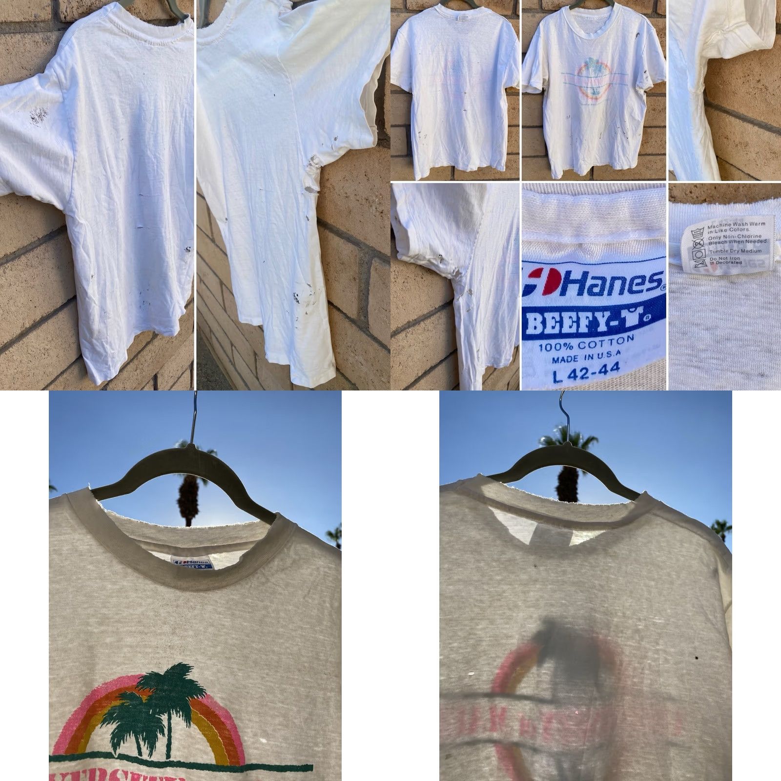 Hanes VINTAGE University of Maui T Shirt Mens L White Cotton Graphic Print 1980s Size US L / EU 52-54 / 3 - 8 Thumbnail