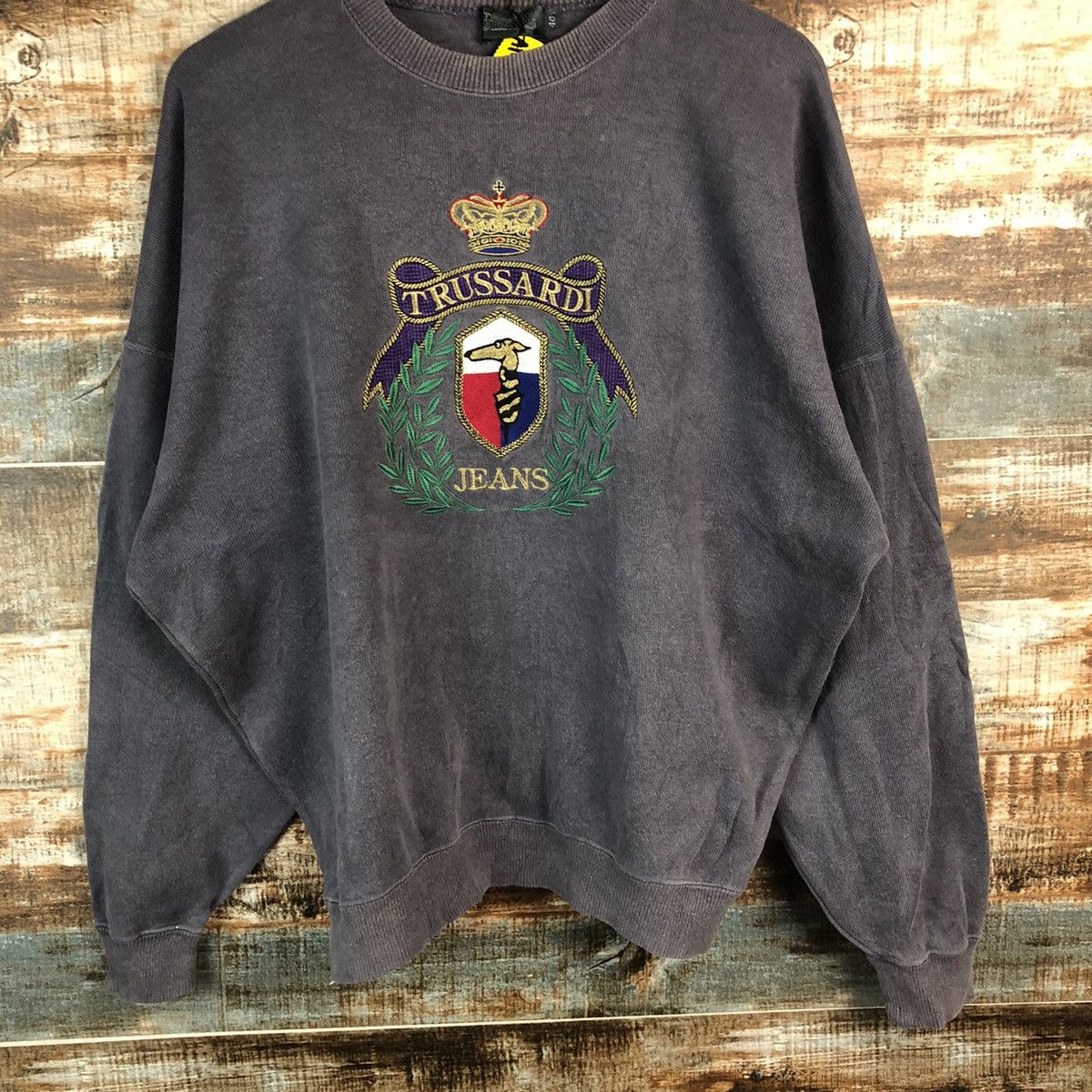 Trussardi Vintage Trussardi Jeans big logo Dark Blue Sweatshirt #A1943 Size US L / EU 52-54 / 3 - 3 Thumbnail