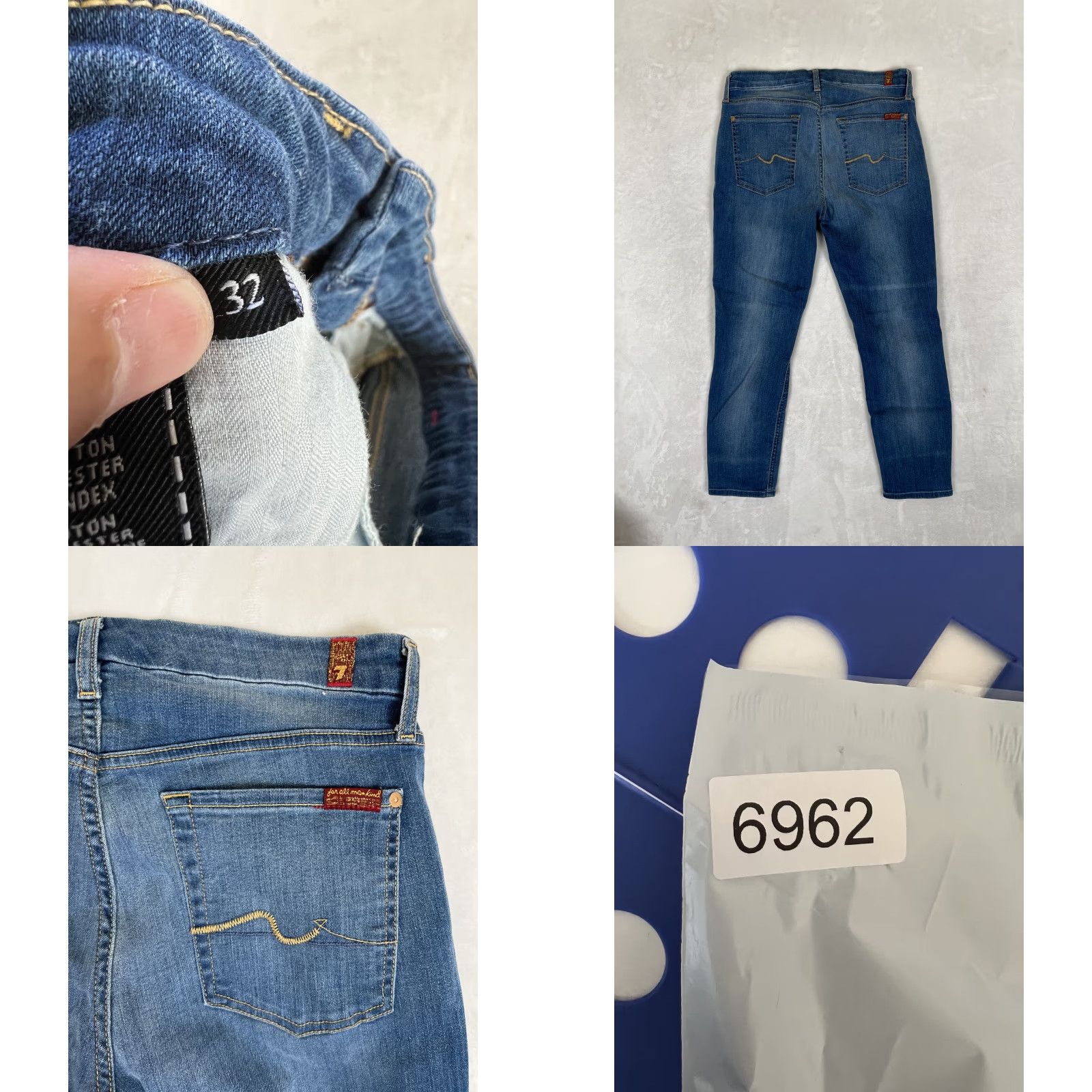 7 For All Mankind 7 For All Mankind Jeans Womens Blue 32 Kimmie Crop Denim Stretch Cotton Blend Size 24" / US 00 / IT 34 - 8 Thumbnail