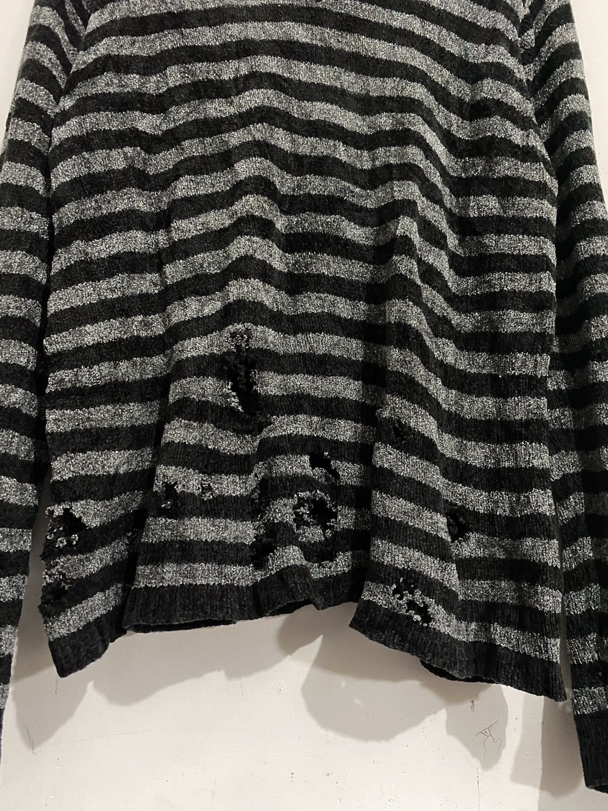 Beauty Beast Disstressed Knitted Striped Japanesebrand Numbernine Size US L / EU 52-54 / 3 - 2 Thumbnail