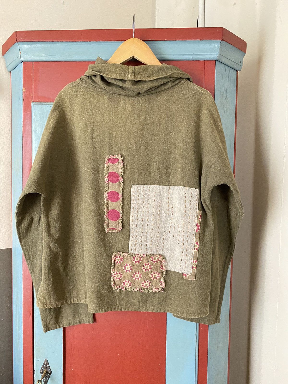 Japanese Brand OIL TYCOON Floral Olive Cotton Shirt with Patchwork Size M / US 6-8 / IT 42-44 - 4 Thumbnail