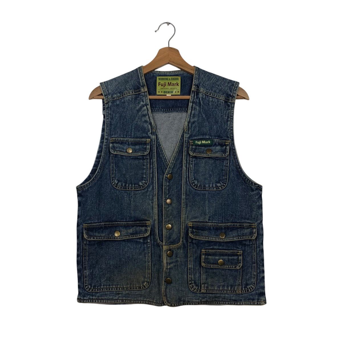 Japanese Brand 📌Vintage Denim Work Jacket Biker Fuji Mark Size US M / EU 48-50 / 2 - 2 Thumbnail