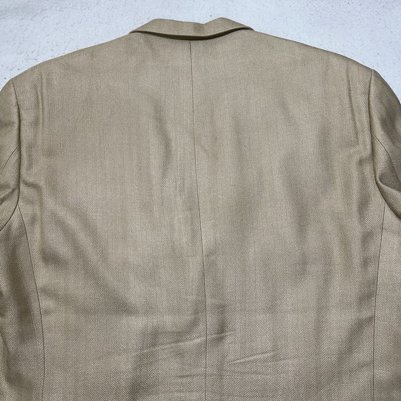 Haggar Haggar Black Label 44L Silk Beige Herringbone Suit Jacket Size 44L - 15 Thumbnail