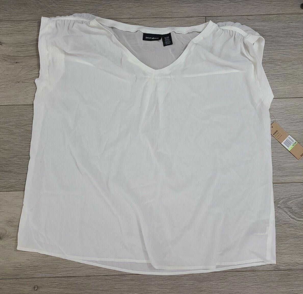 DKNY DKNY Top 18/20w White Sheer Short Sleeve New Blouse Size XXL / US 16-18 / IT 52-54 - 1 Thumbnail