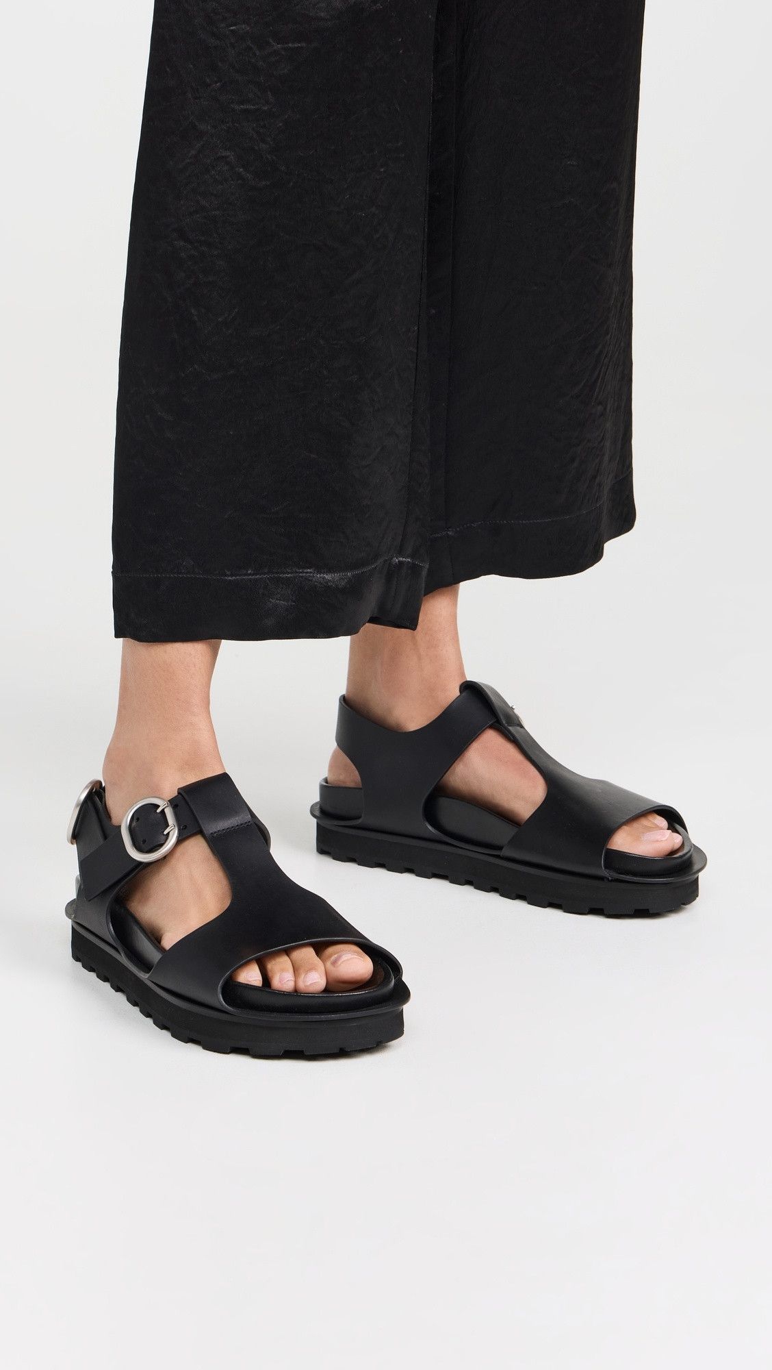 Jil Sander o1y1124 Leather Sandals in Black Size US 10 / EU 43 - 3 Thumbnail