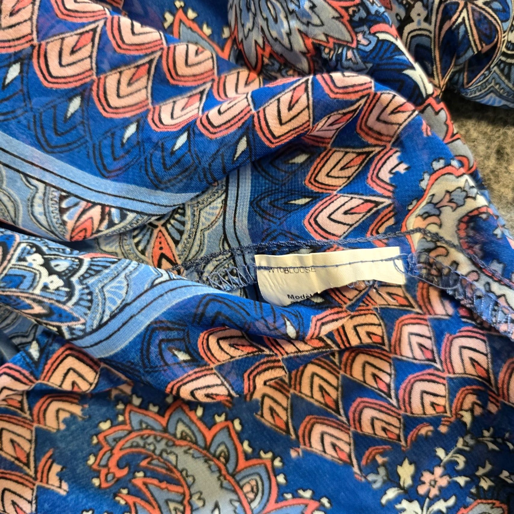 Joseph Ribkoff Joseph Ribkoff Top Womens Size 8 Blue Sheer 3/4 Sleeve Boho Denim Trim Casual Shirt Size M / US 6-8 / IT 42-44 - 7 Thumbnail