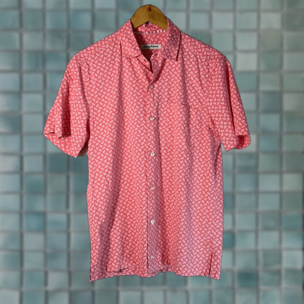 Tommy Bahama Tommy Bahama Shirt Mens Short Sleeve Button-Down Cotton Fish Print S Cream Pink White Size US S / EU 44-46 / 1 - 1 Thumbnail