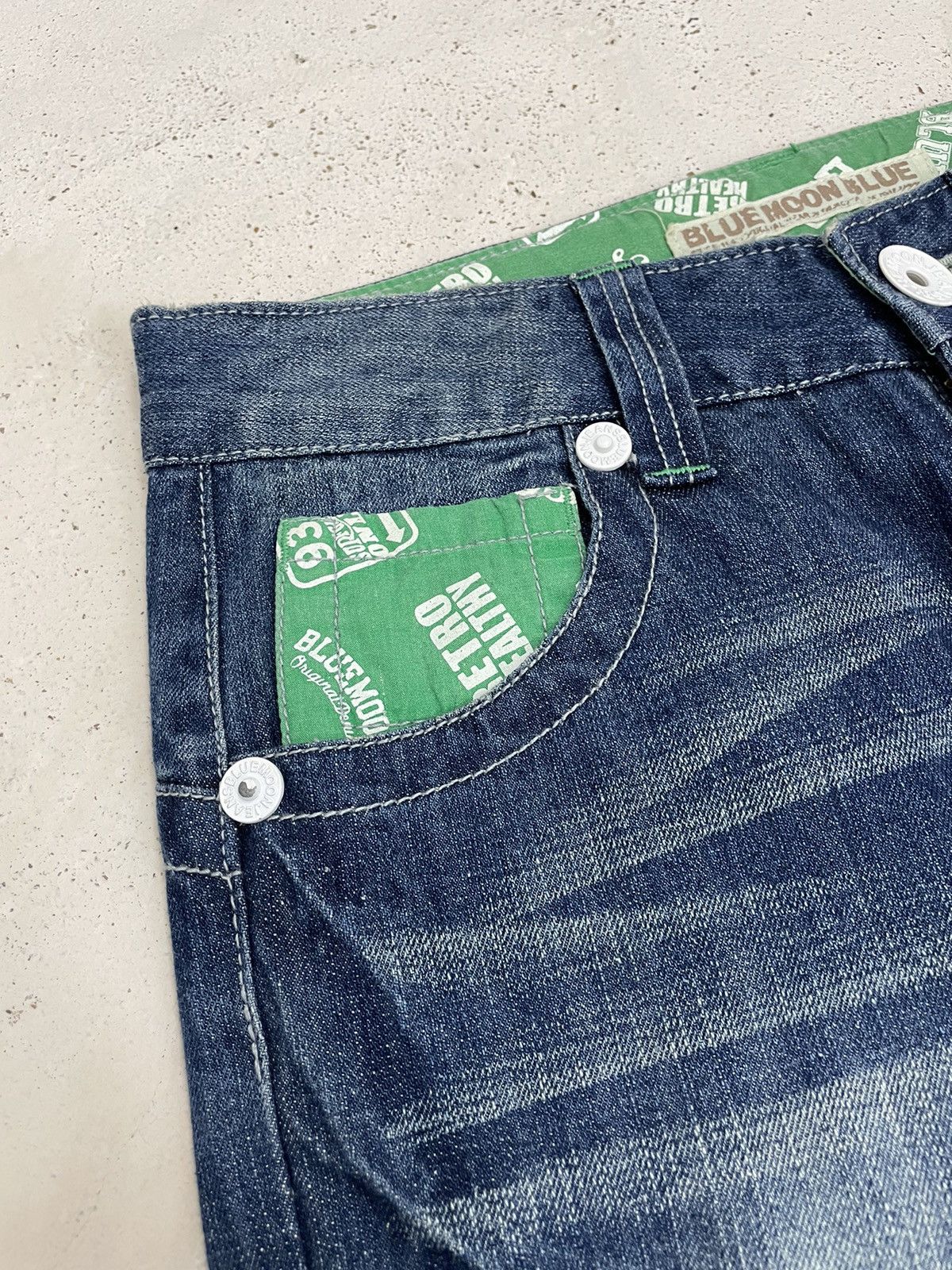 Blue Blue Japan × Hysteric Glamour × Japanese Brand Blue Moon Blue Y2k Style Wording Pocket Clone Devgru Style Size US 30 / EU 46 - 6 Thumbnail