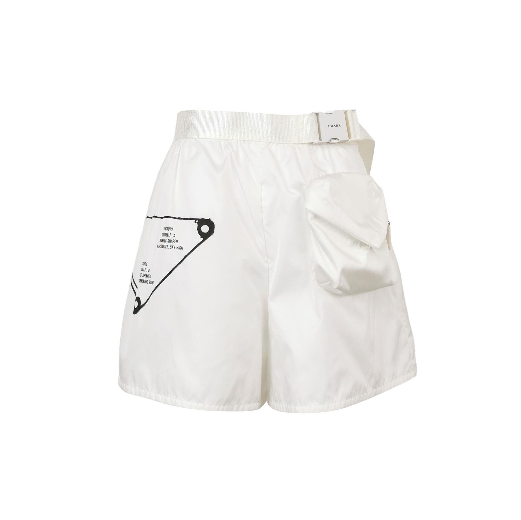 Prada Prada Logo Belted White Shorts 0089 Size 40" / US 18 - 1 Thumbnail