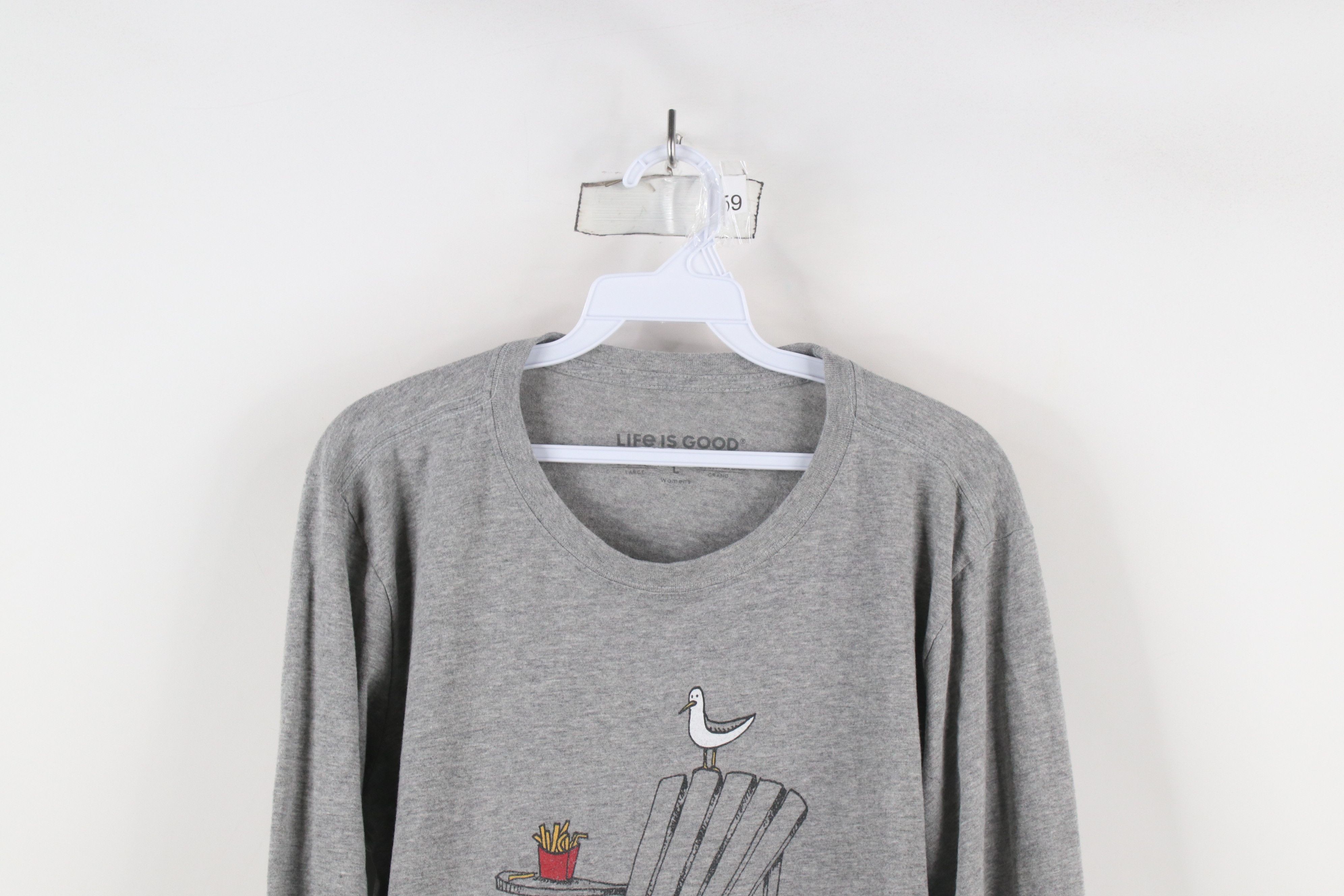 Life is Good × Vintage Life Is Good Spell Beach Seagull Long Sleeve T-Shirt Gray Size L / US 10 / IT 46 - 2 Thumbnail