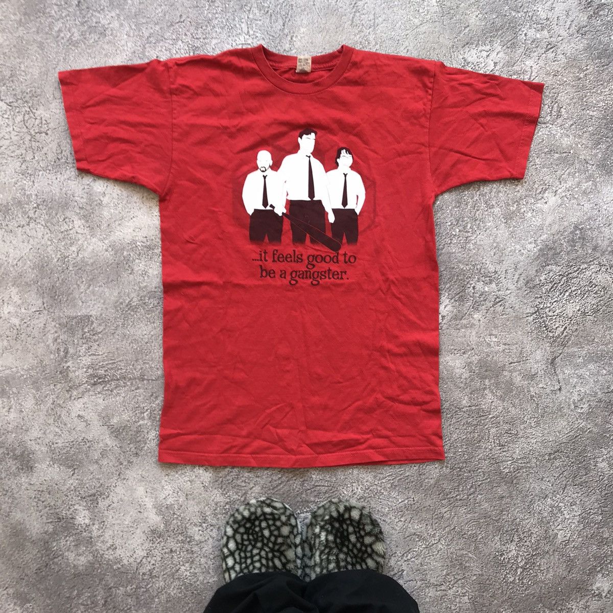 Vintage Vintage 90s Graphic Tee It Feels Good To Be A Gangster Red M Size US M / EU 48-50 / 2 - 1 Thumbnail