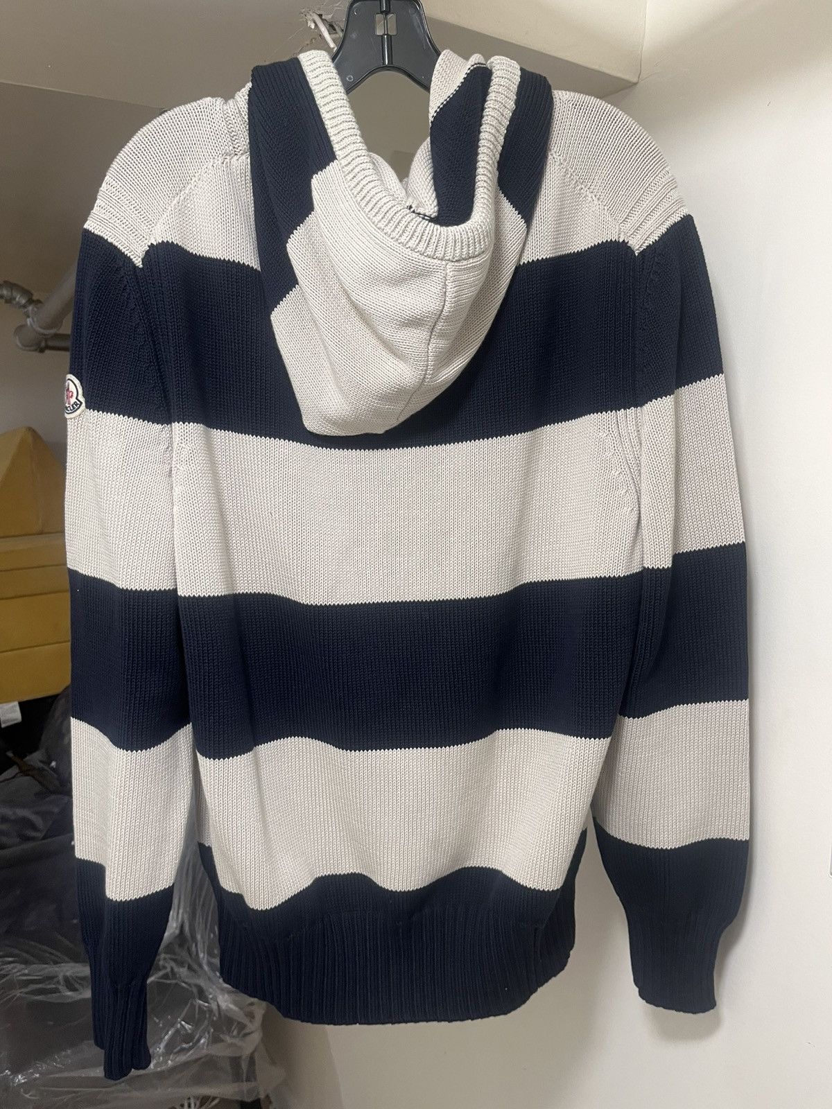 Moncler Moncler Cotton Striped Knit Hoodie Sz XL Size US XL / EU 56 / 4 - 7 Thumbnail
