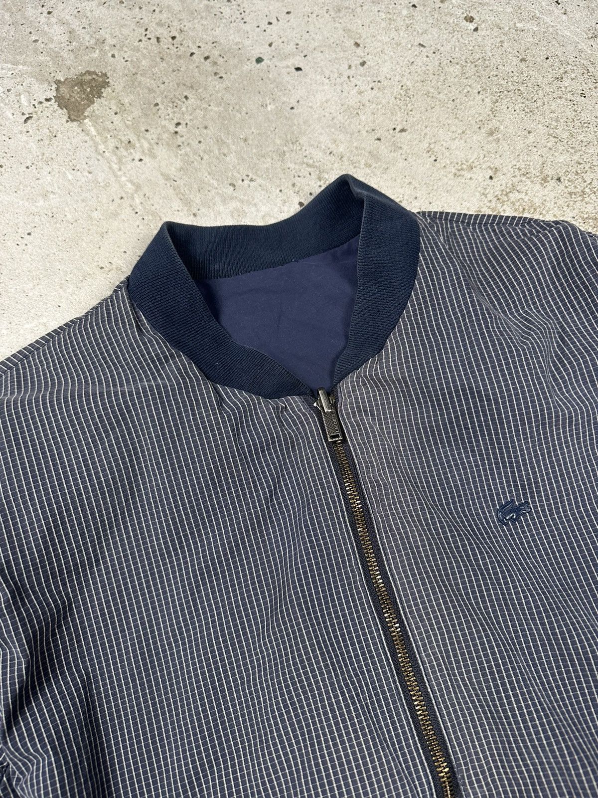 Lacoste × Vintage Vintage 90s Lacoste Reversible Bomber Jacket Navy Check Size US L / EU 52-54 / 3 - 5 Thumbnail
