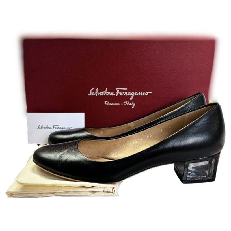 SALVATORE FERRAGAMO Ninfea Lucite Block Heel Pumps Sz 8