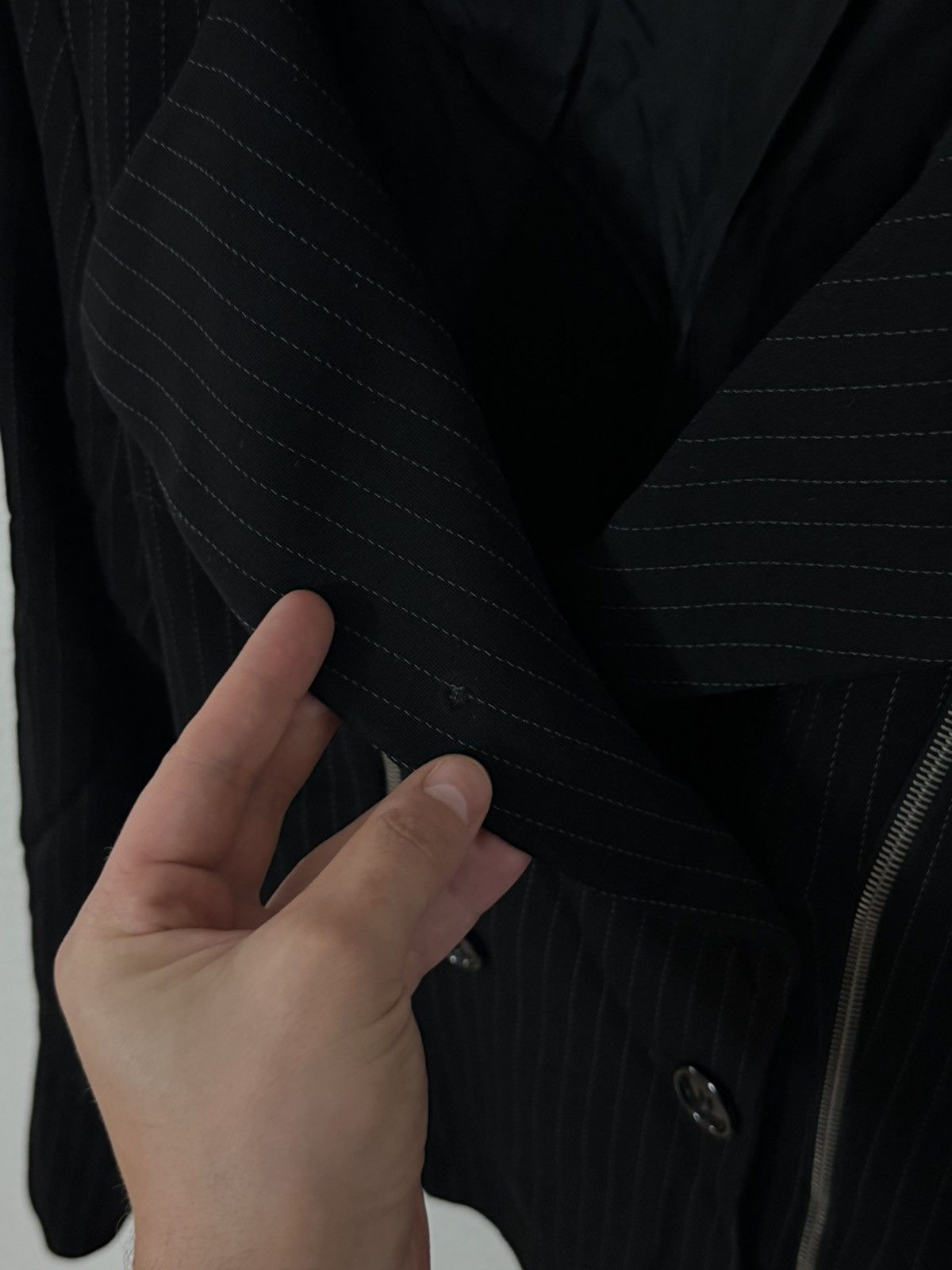 Other Vintage 90s Sophie Sitbon Paris Wool Pinstripe Zip Blazer Size M / US 6-8 / IT 42-44 - 16 Thumbnail