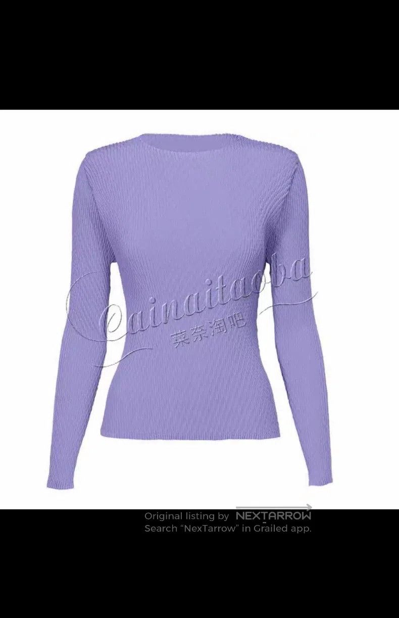Issey Miyake Issey Miyake Blue-Purple Small Fish Scale Long Sleeve Top Size M / US 6-8 / IT 42-44 - 1 Thumbnail