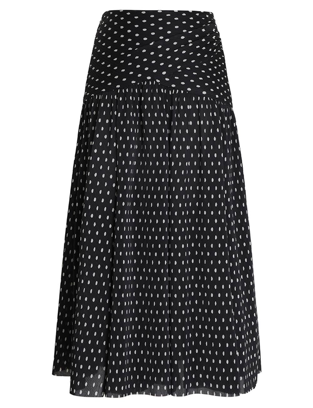 oc11z0425 Pleated Midi Skirt in Black/White