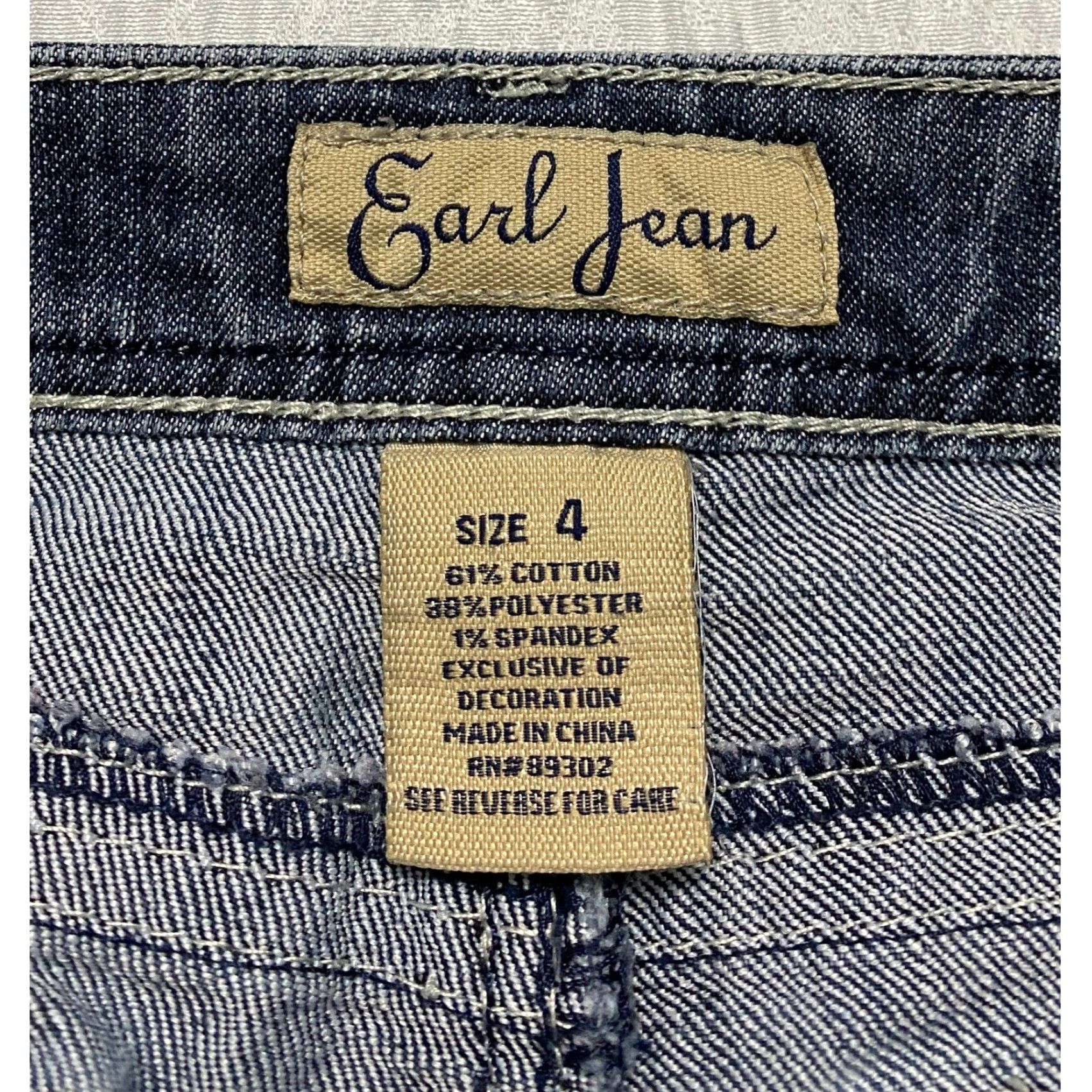 Vintage Earl Jean Jeans Bootcut Women's 4 Blue Embroidered Rhinestone Pockets Slim Stretch Distressed 5-Pocket Denim Mid Rise Inseam 30 Size 27" / US 4 / IT 40 - 5 Thumbnail