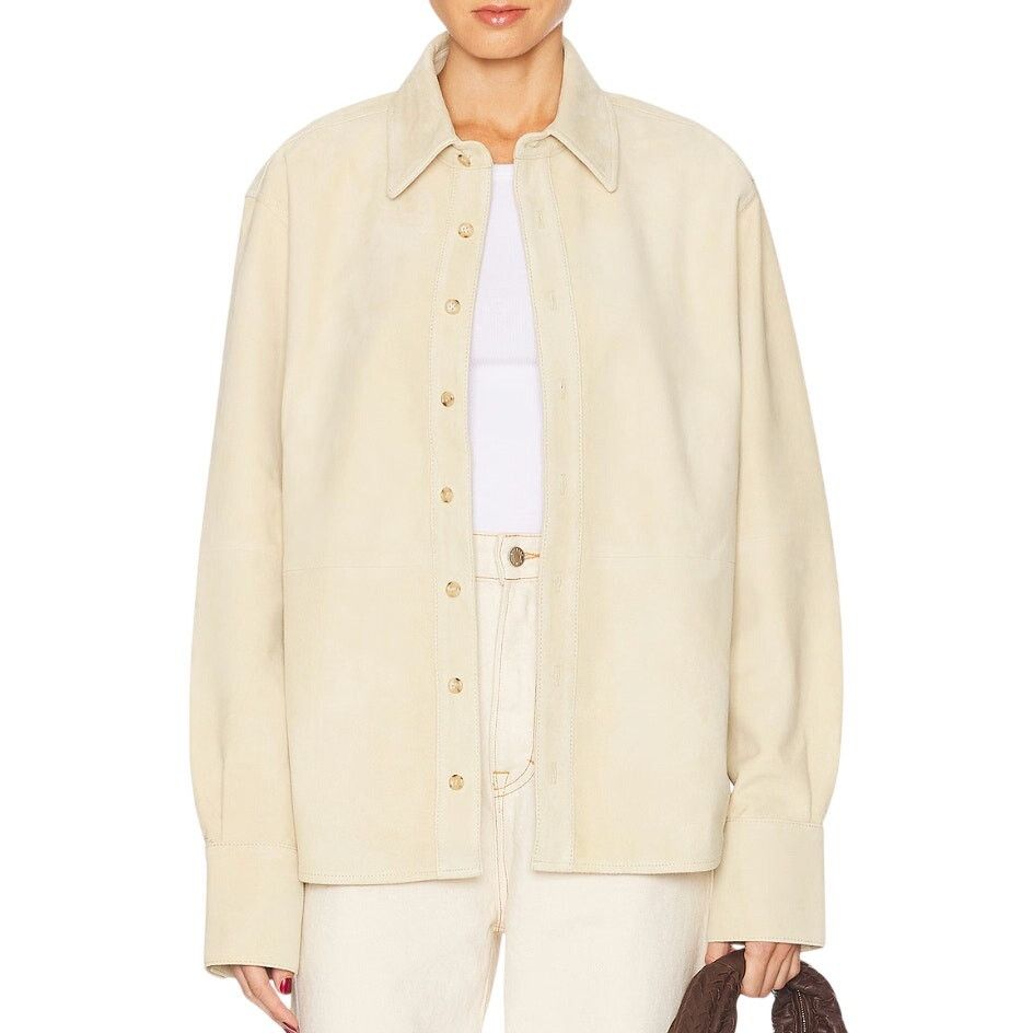 GRLFRND GRLFRND Mae Suede Shirt in Butter Yellow, Size M Size M / US 6-8 / IT 42-44 - 1 Thumbnail