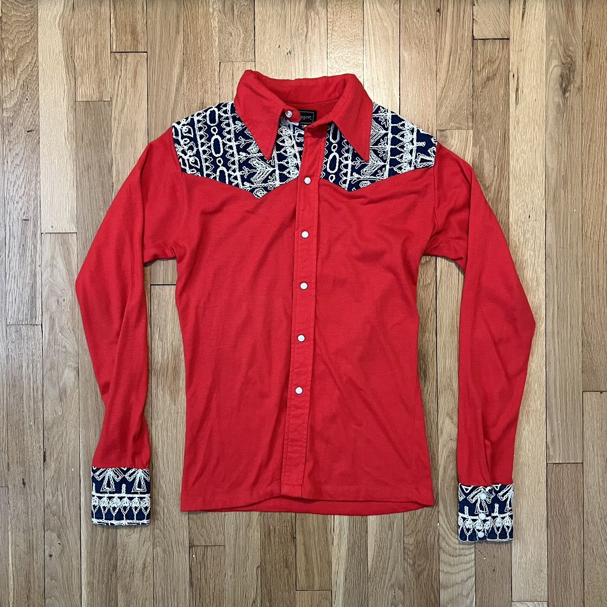 Vintage Vintage Dagger Shirt Mens Small Western Pearl Button Up Red Size US S / EU 44-46 / 1 - 1 Thumbnail