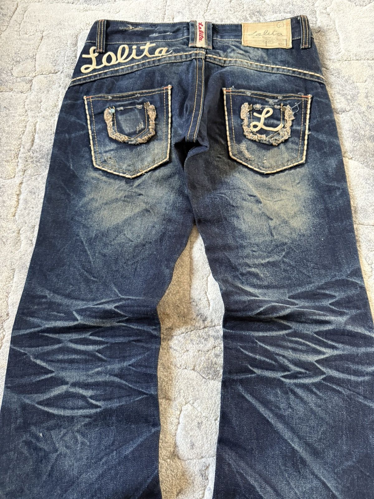 If Six Was Nine Lolita Concert Club Shadow Mud Wash Studded Flared Jeans Size US 30 / EU 46 - 10 Thumbnail