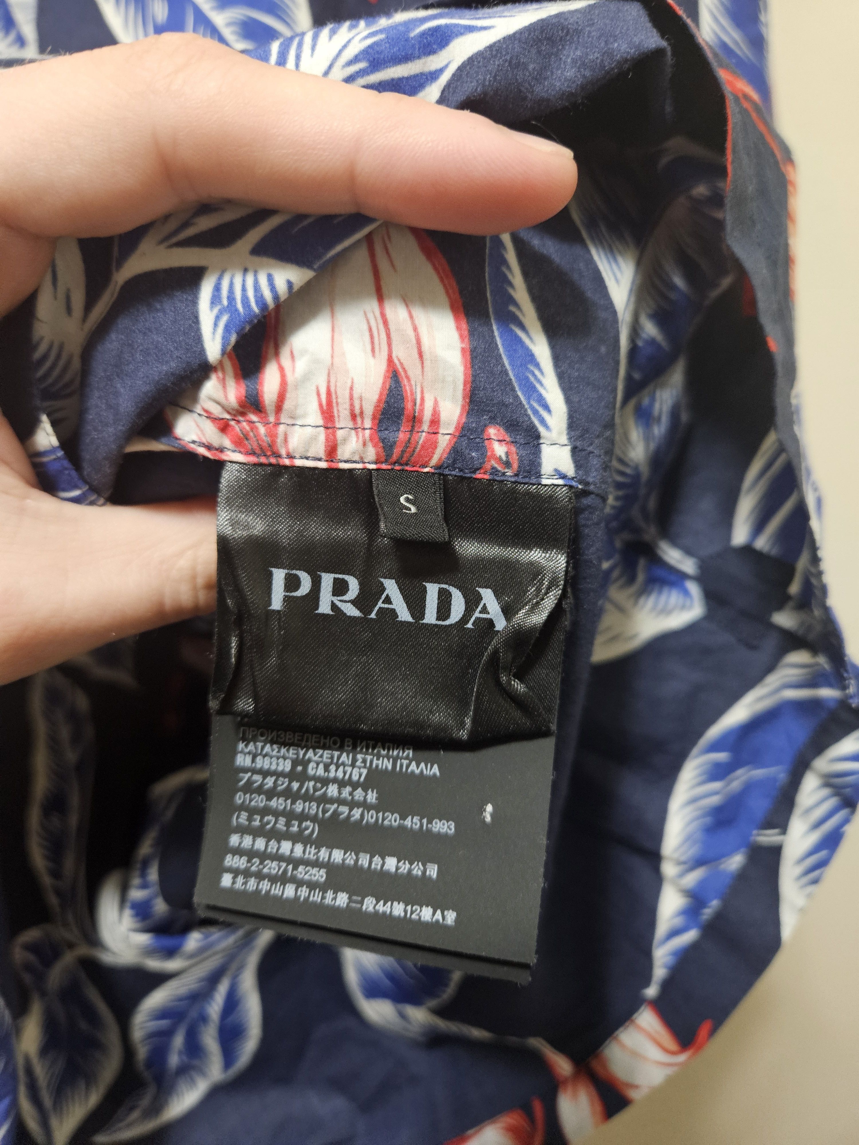 Prada Oversized Floral Print Blue Button Up Shirt Size US S / EU 44-46 / 1 - 7 Thumbnail