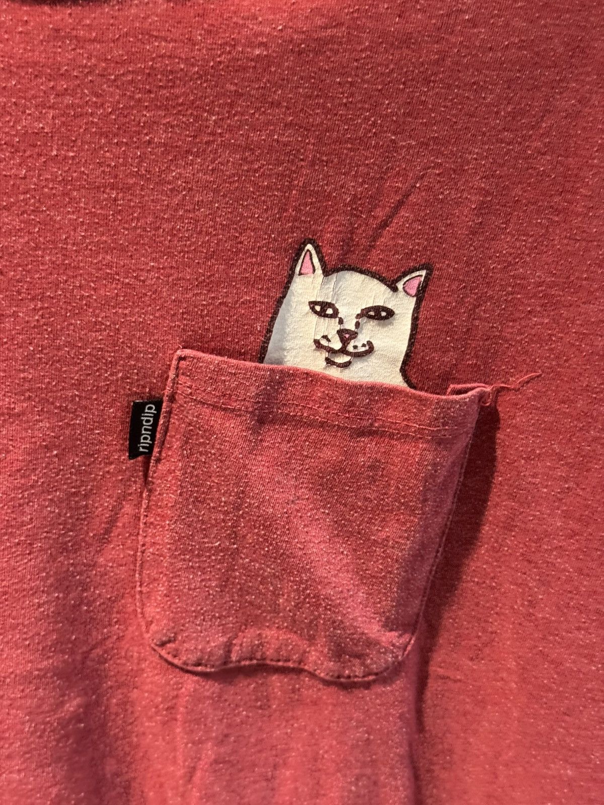 RIPNDIP Rip N Dip Nermal Flipping Middle Finger Red Pocket Tee Med Size US M / EU 48-50 / 2 - 3 Thumbnail