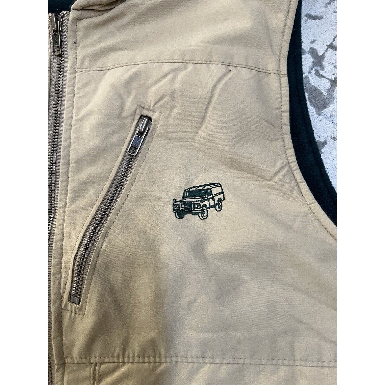 Vintage Land Rover Gilet Mens Medium Tan Fleece Lined Utility Vest Size US M / EU 48-50 / 2 - 3 Thumbnail