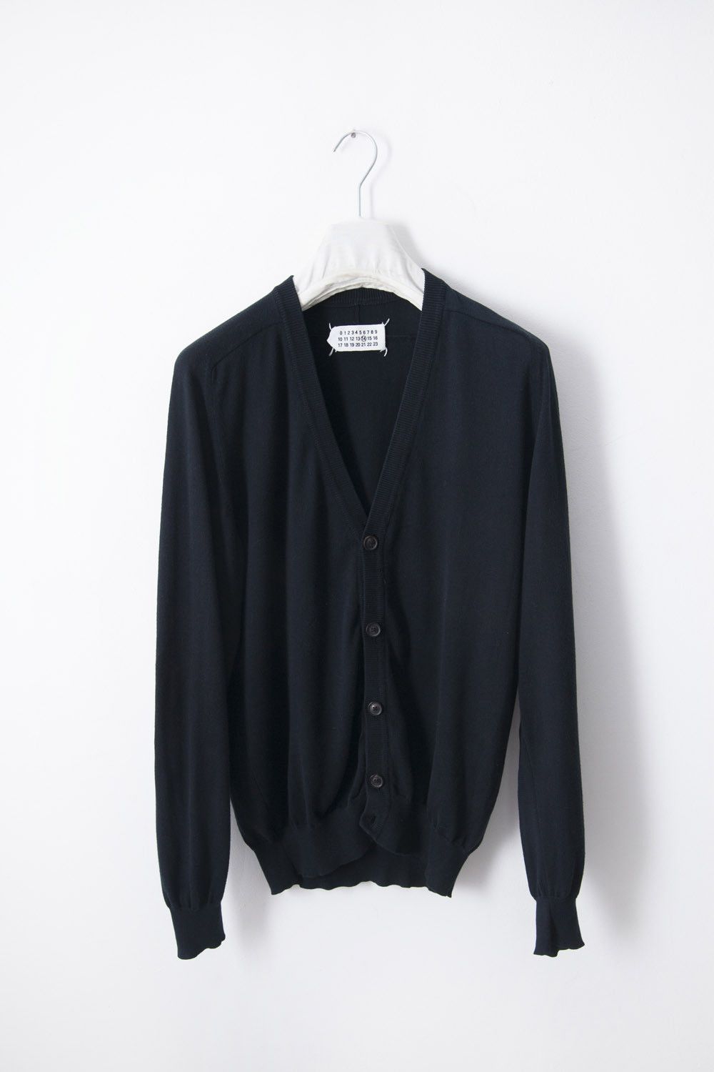 SS11 black cardigan with leather elbow patches