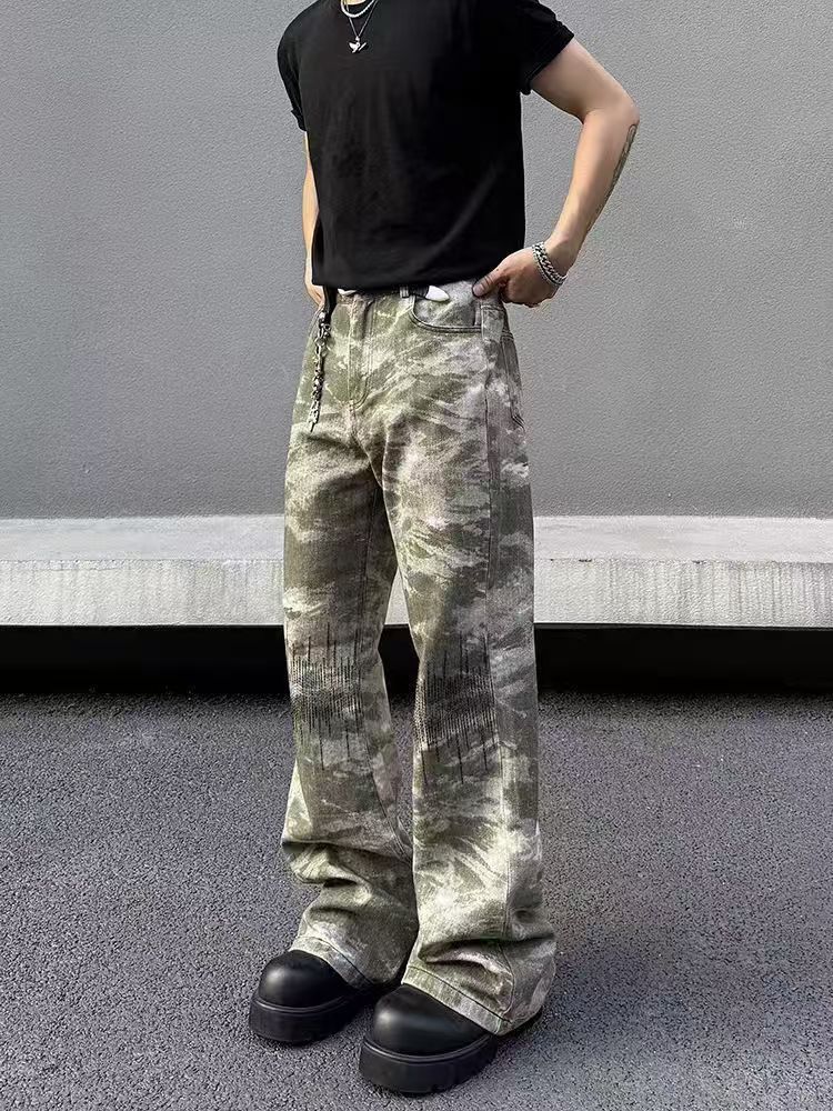 Camouflage loose wide-leg casual trousers