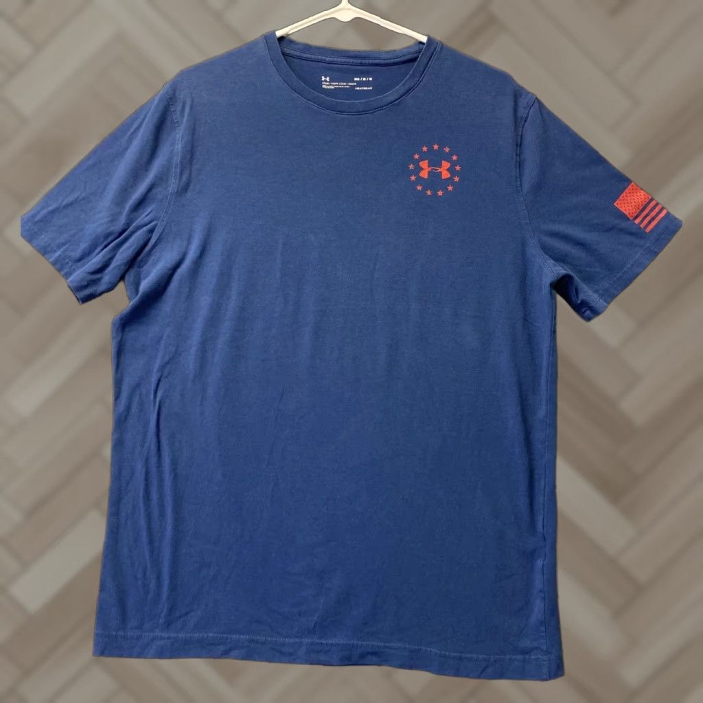 Under Armour Under Armour Men's T-Shirt M Blue HeatGear Flag Graphic Short Sleeve Crew Neck Athletic Fit Size US M / EU 48-50 / 2 - 1 Thumbnail